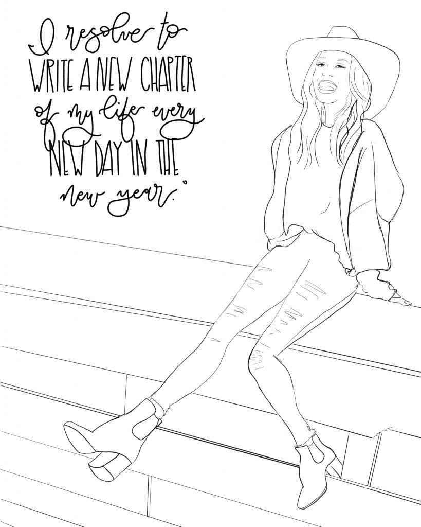 Free fashion illustration coloring page